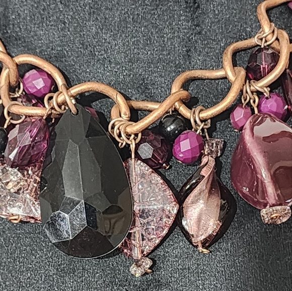 NAPIER 1950s Vintage Statement Necklace Rare Chunky Glass Drops, Amethyst Purple - Picture 2 of 9